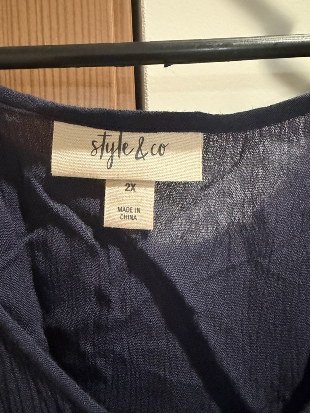 Style & Co. Womens Plus Eyelet Tie Waist Maxi Dress Navy Size 2X - Picture 3 of 8